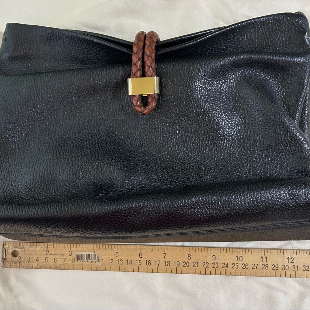 Cole Haan Made Italy Large Black Pebble Leather Clutch Excellent